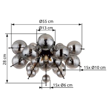 Globo - Nadgradni luster 3xE14/25W/230V pr. 55 cm crno