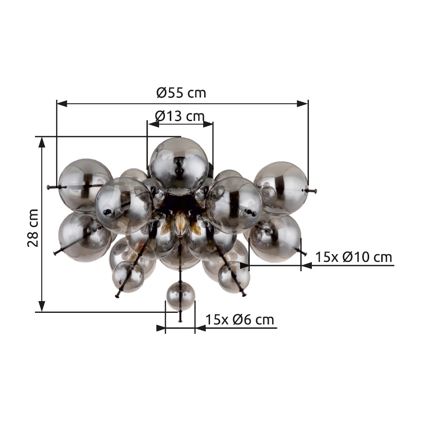 Globo - Nadgradni luster 3xE14/25W/230V pr. 55 cm crno