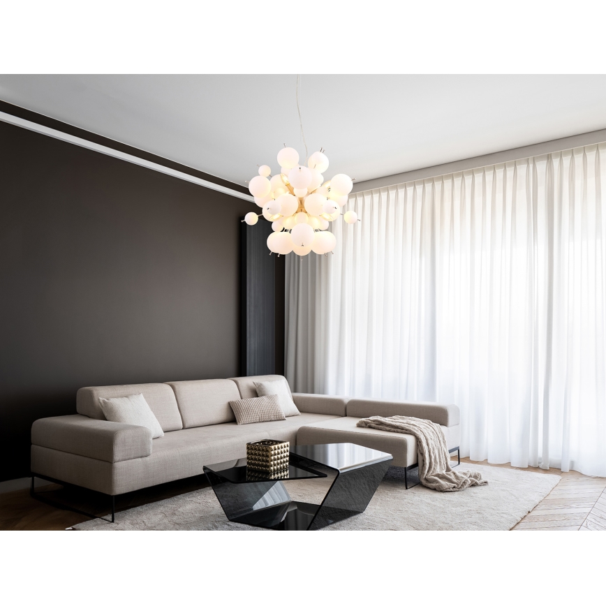 Globo - Luster na sajli 6xE14/25W/230V pr. 55 cm bela