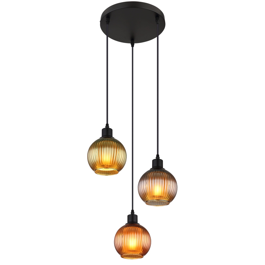 Globo - Luster na sajli 3xE27/25W/230V pr. 36 cm bakreno/zelena/plava