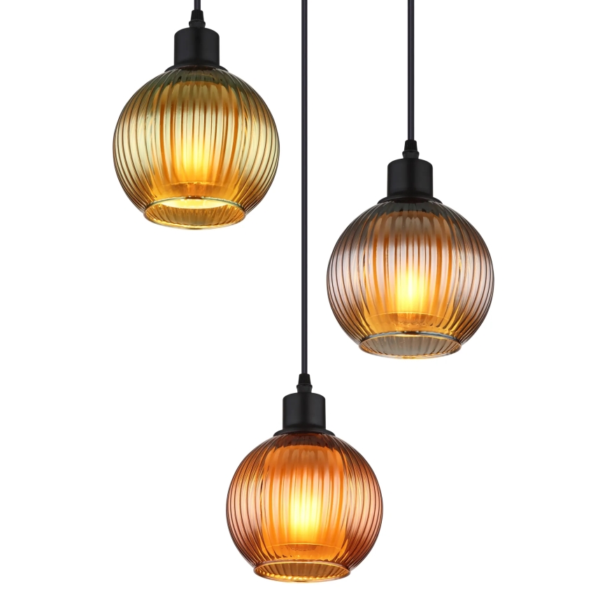 Globo - Luster na sajli 3xE27/25W/230V pr. 36 cm bakreno/zelena/plava
