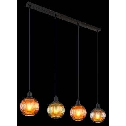 Globo - Luster na sajli 4xE27/25W/230V bakreno/zelena/plava