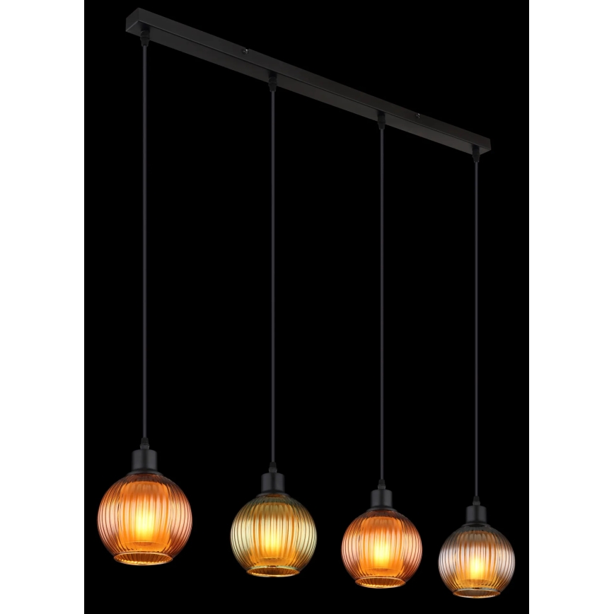 Globo - Luster na sajli 4xE27/25W/230V bakreno/zelena/plava