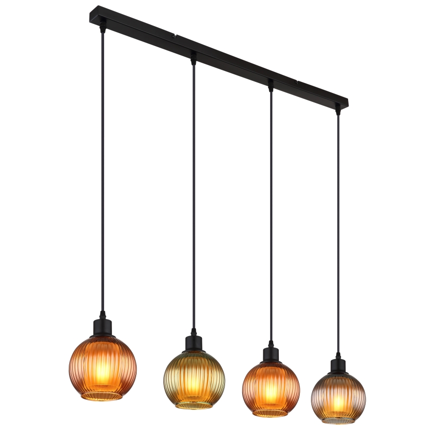 Globo - Luster na sajli 4xE27/25W/230V bakreno/zelena/plava