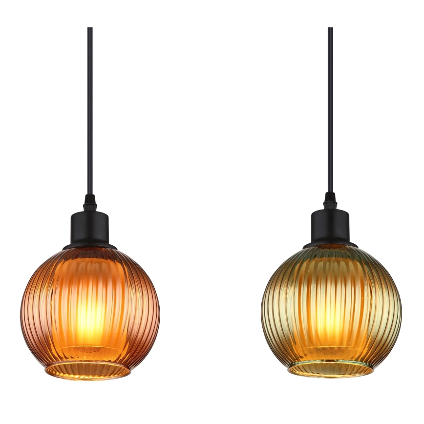 Globo - Luster na sajli 4xE27/25W/230V bakreno/zelena/plava