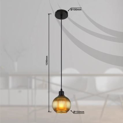 Globo - Luster na sajli 1xE27/25W/230V pr. 15 cm zelena