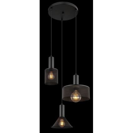 Globo - Luster na sajli 3xE27/60W/230V crno