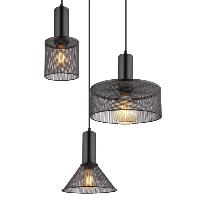 Globo - Luster na sajli 3xE27/60W/230V crno