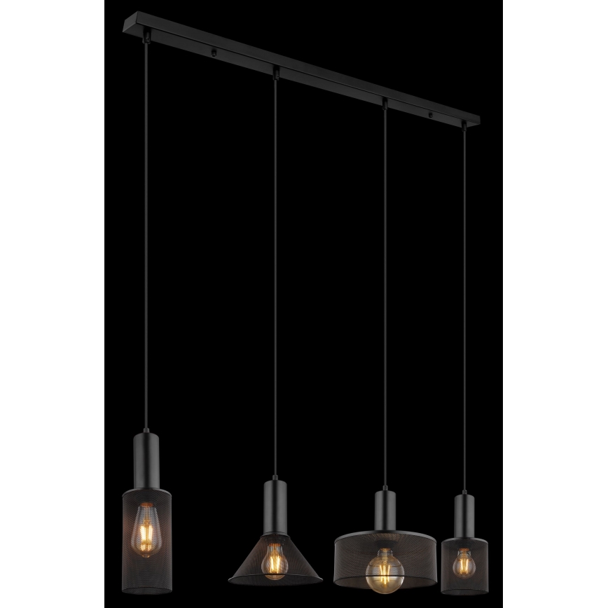 Globo - Luster na sajli 4xE27/60W/230V crno