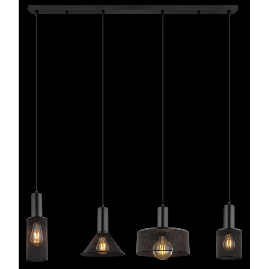 Globo - Luster na sajli 4xE27/60W/230V crno