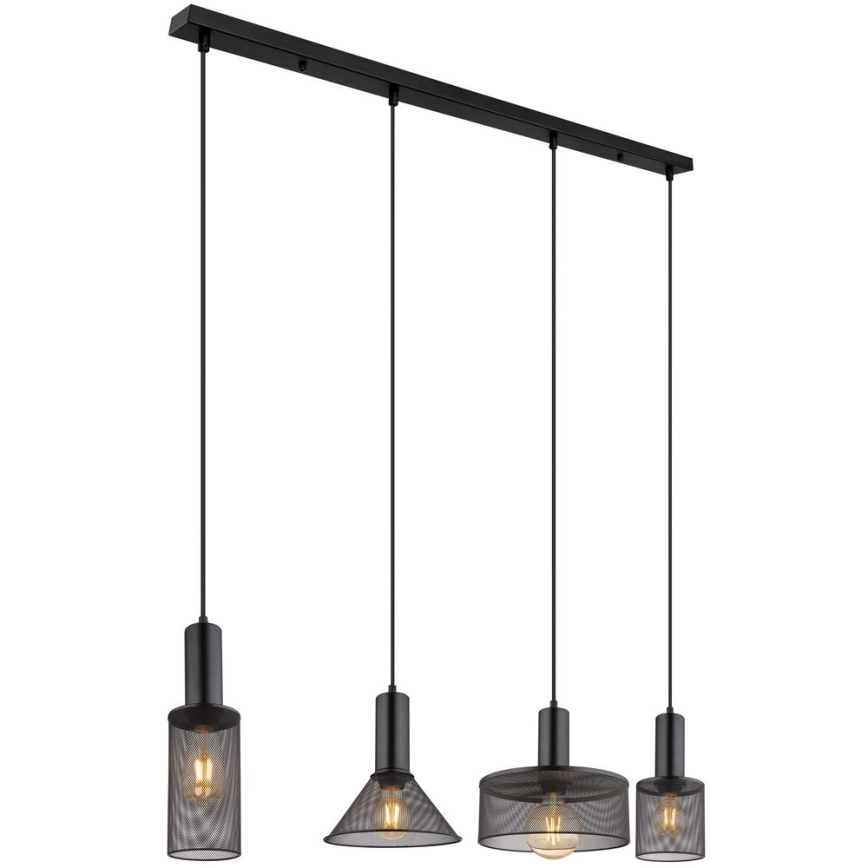 Globo - Luster na sajli 4xE27/60W/230V crno