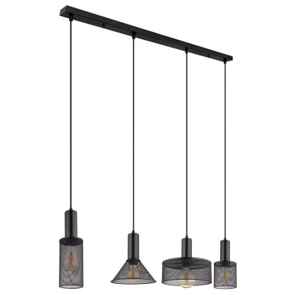 Globo - Luster na sajli 4xE27/60W/230V crno