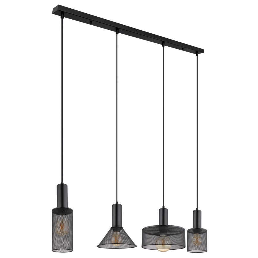 Globo - Luster na sajli 4xE27/60W/230V crno