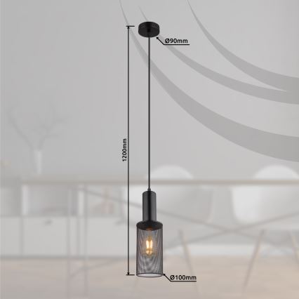 Globo - Luster na sajli 1xE27/60W/230V crno