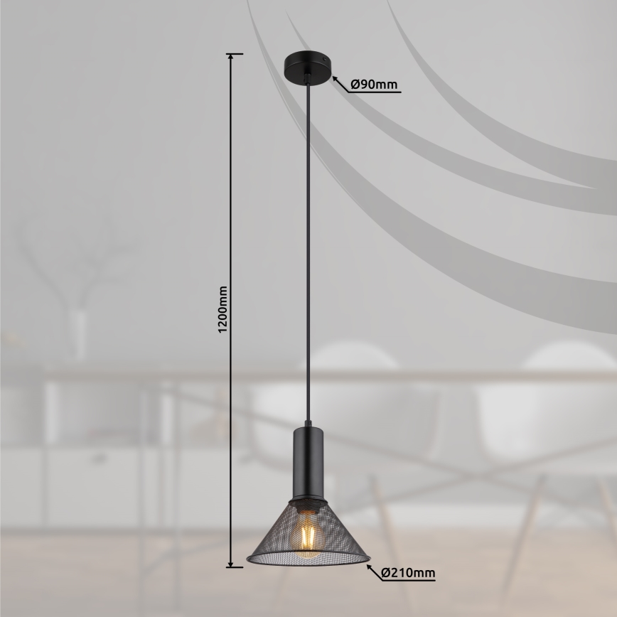 Globo - Luster na sajli 1xE27/60W/230V crno