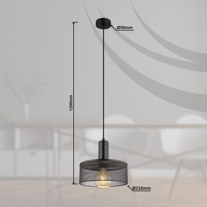 Globo - Luster na sajli 1xE27/60W/230V crno