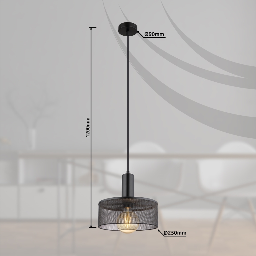 Globo - Luster na sajli 1xE27/60W/230V crno
