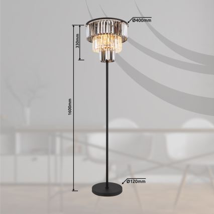 Globo - Podna lampa 3xE27/40W/230V pr. 40 cm crno