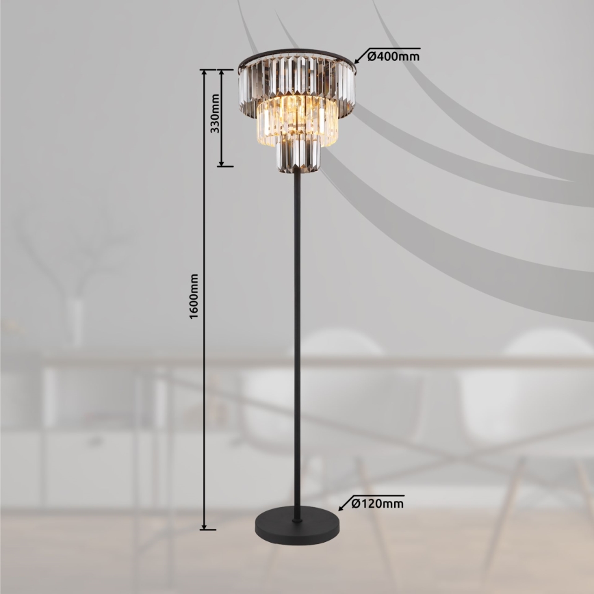 Globo - Podna lampa 3xE27/40W/230V pr. 40 cm crno