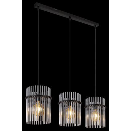 Globo - Luster na sajli 3xE27/60W/230V crno