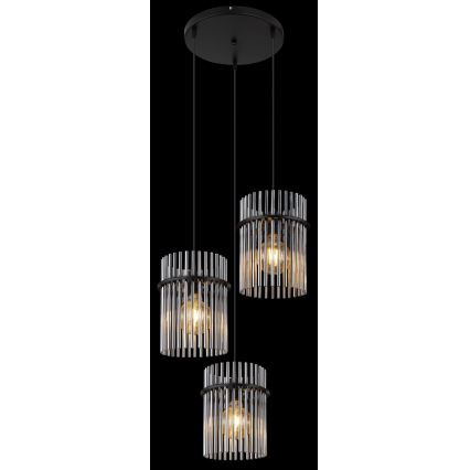 Globo - Luster na sajli 3xE27/60W/230V pr. 47 cm crno