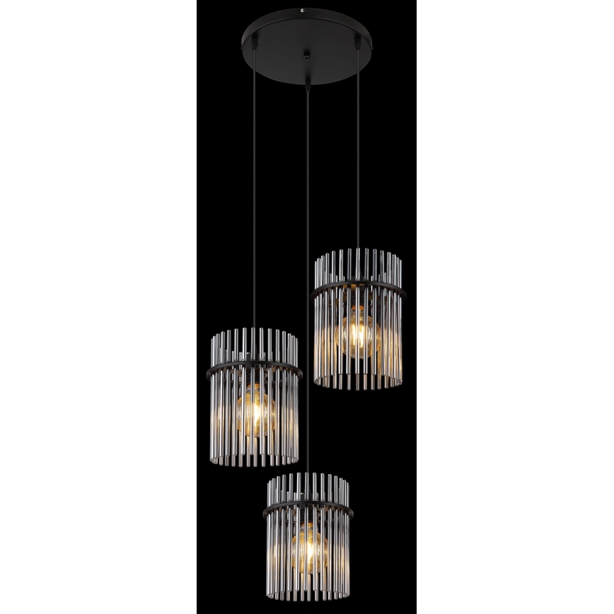 Globo - Luster na sajli 3xE27/60W/230V pr. 47 cm crno