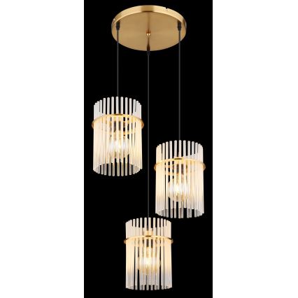 Globo - Luster na sajli 3xE27/60W/230V pr. 47 cm zlatna