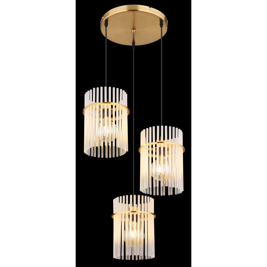 Globo - Luster na sajli 3xE27/60W/230V pr. 47 cm zlatna