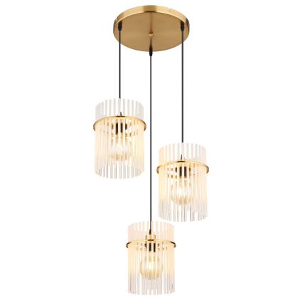 Globo - Luster na sajli 3xE27/60W/230V pr. 47 cm zlatna