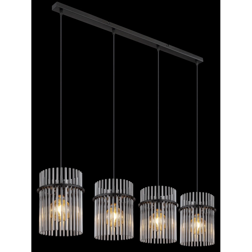 Globo - Luster na sajli 4xE27/60W/230V crno