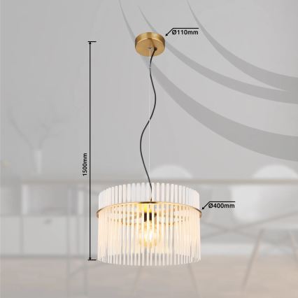 Globo - Luster na sajli 1xE27/60W/230V pr. 40 cm zlatna