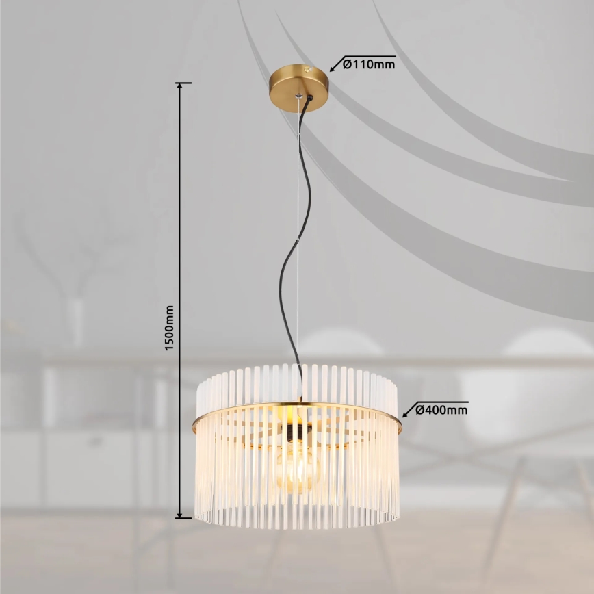 Globo - Luster na sajli 1xE27/60W/230V pr. 40 cm zlatna