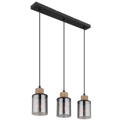 Globo - Luster na sajli 3xE27/15W/230V hrast