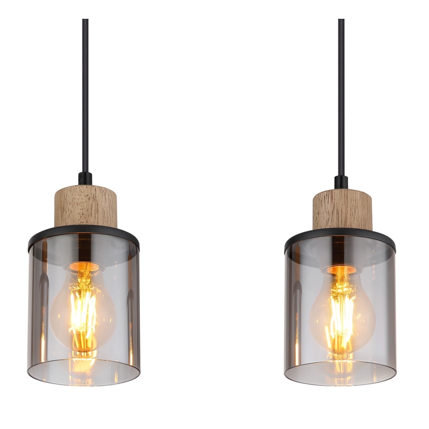 Globo - Luster na sajli 3xE27/15W/230V hrast