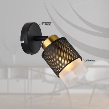 Globo - Zidna reflektorska lampa 1xE27/40W/230V crno/zlatna