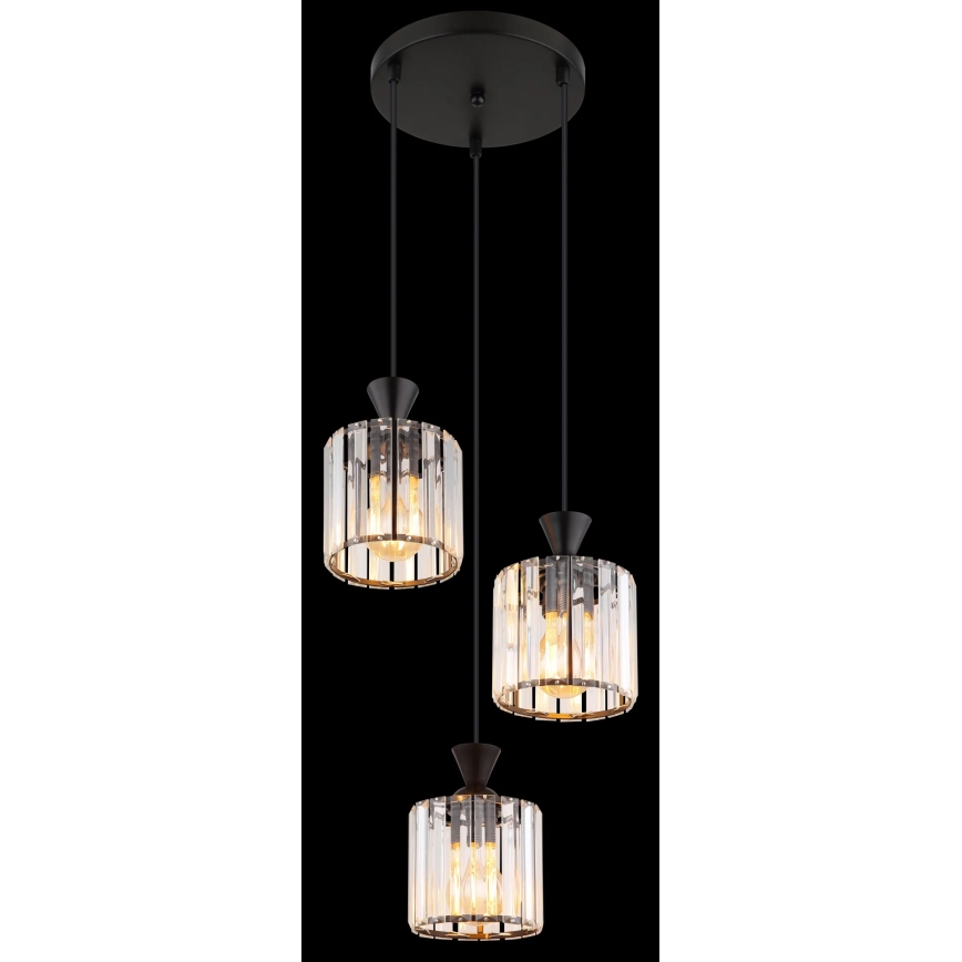 Globo - Luster na sajli 3xE27/60W/230V pr. 32 cm crno