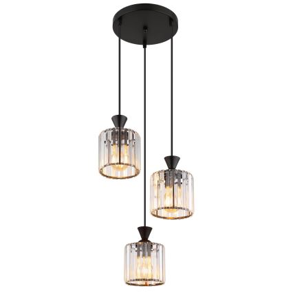 Globo - Luster na sajli 3xE27/60W/230V pr. 32 cm crno