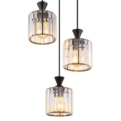 Globo - Luster na sajli 3xE27/60W/230V pr. 32 cm crno