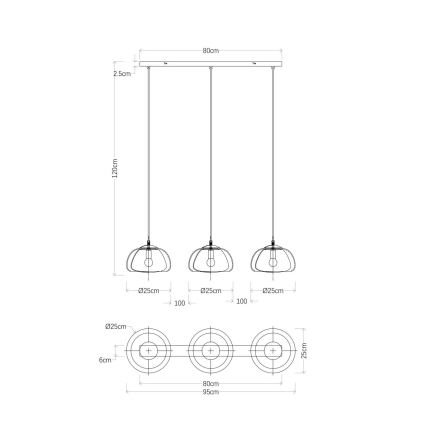 Globo - Luster na sajli 3xE14/40W/230V