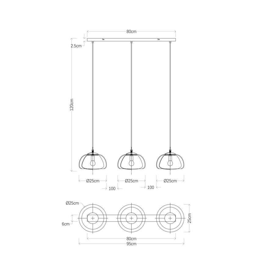 Globo - Luster na sajli 3xE14/40W/230V