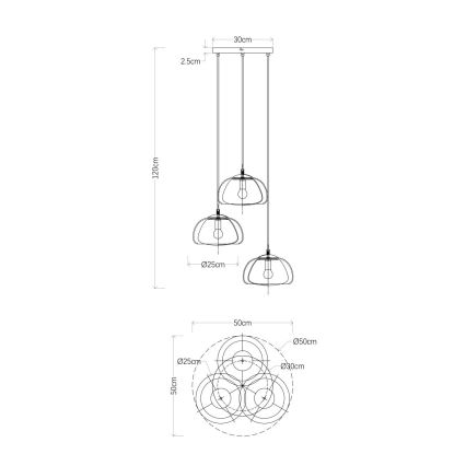 Globo - Luster na sajli 3xE14/40W/230V