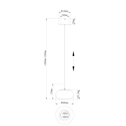 Globo - LED luster na sajli LED/6W/230V crno