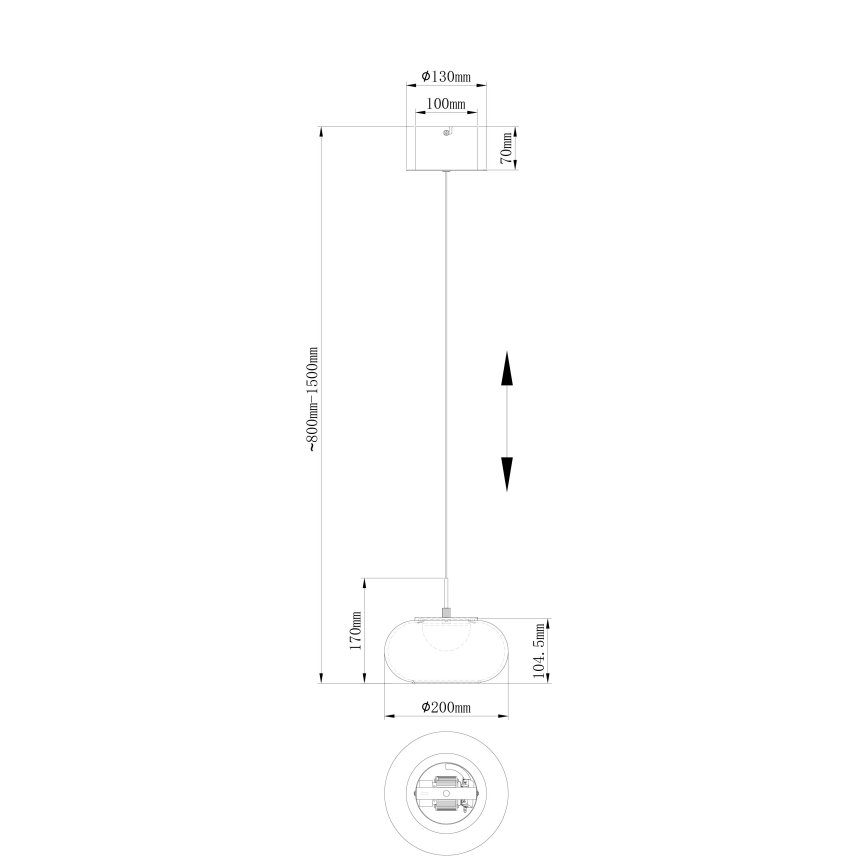 Globo - LED luster na sajli LED/6W/230V crno