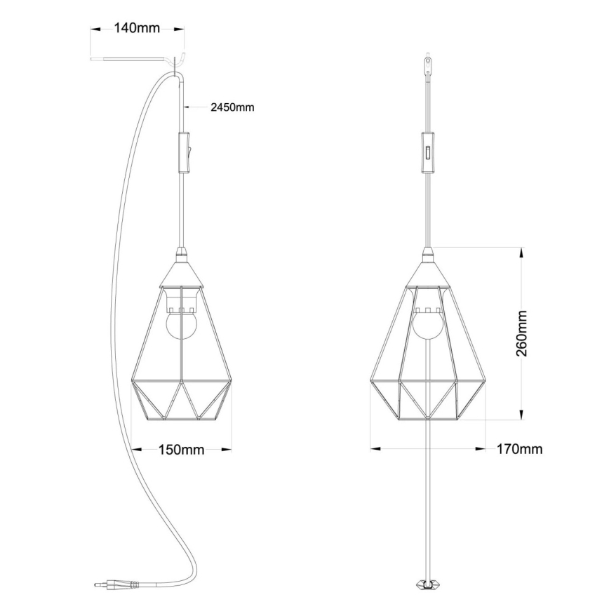 Globo - Luster sa utikačem za utičnicu 1xE27/60W/230V