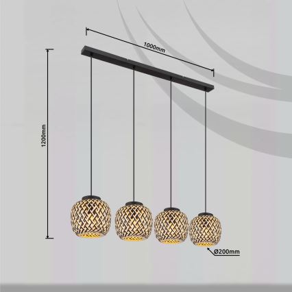 Globo 15766-4H - Luster na sajli COLLY 4xE27/15W/230V