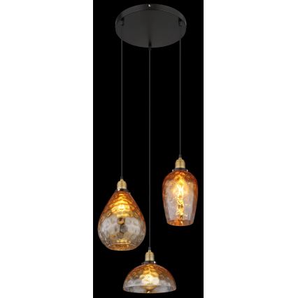 Globo - Luster na sajli 3xE27/60W/230V pr. 46 cm narandžasta