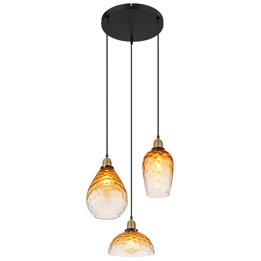 Globo - Luster na sajli 3xE27/60W/230V pr. 46 cm narandžasta