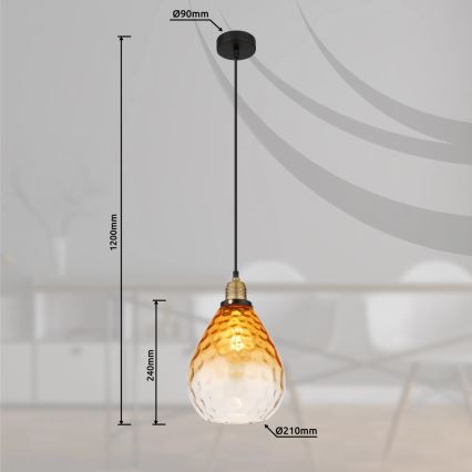 Globo - Luster na sajli 1xE27/60W/230V pr. 21 cm narandžasta