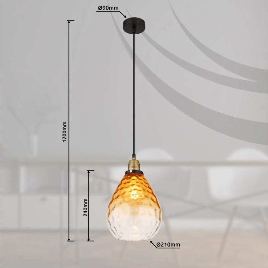Globo - Luster na sajli 1xE27/60W/230V pr. 21 cm narandžasta
