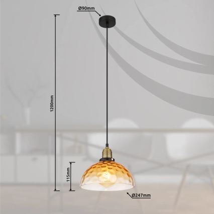 Globo - Luster na sajli 1xE27/60W/230V pr. 25 cm narandžasta